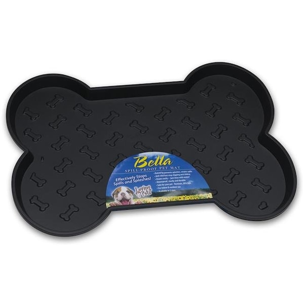 Loving Pets Products Loving Pets Products LP7357 Black Bella Spill-Proof Bone Shaped Dog Mat - 23.5 x 17.5 in. LP7357 - main